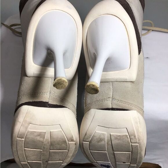 Baker’s Y2K Suede Nylon High Heel Ankle Boots Stylish Beige and Brown Size 8 1/2 - Picture 9 of 14